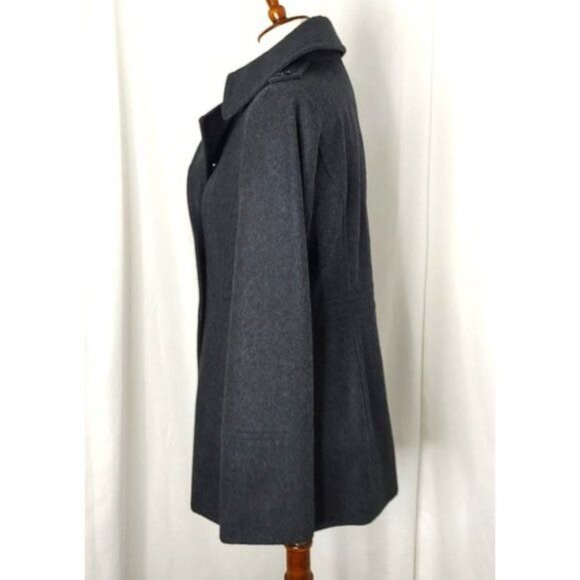 Michael Kors Coat Military Jacket Wool S Charcoal Gray Pea Coat Double Breasted - Picture 6 of 11